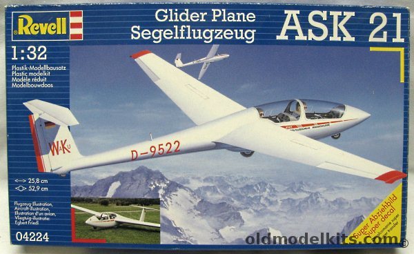 Revell 1/32 ASK-21 Glider - Swiss / German / Austrian / French / Belgian / RAF / USAF, 04224 plastic model kit